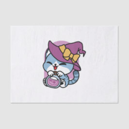 Papel De Seda Gato Tabby de Halloween – Arte de Chapéu de Bruxa