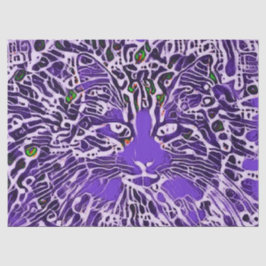 Papel De Seda Gato Tabby Fofo Tribal Arte Abstrata Roxa Hippie