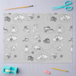 Papel De Seda Gatos Bonitos Brincando E Sendo Um Padrão Malvado