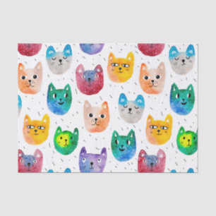 Papel De Seda Gatos com aquarelas e amigos