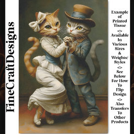 Papel De Seda Gatos Dançantes Vestidos Elegantemente Decoupage B