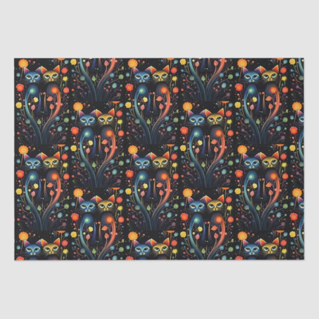 Papel De Seda Gatos De Abstrato De Artsy No Sábado (Frente )