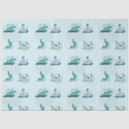 Papel De Seda Gatos de ioga verde