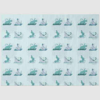 Papel De Seda Gatos de ioga verde