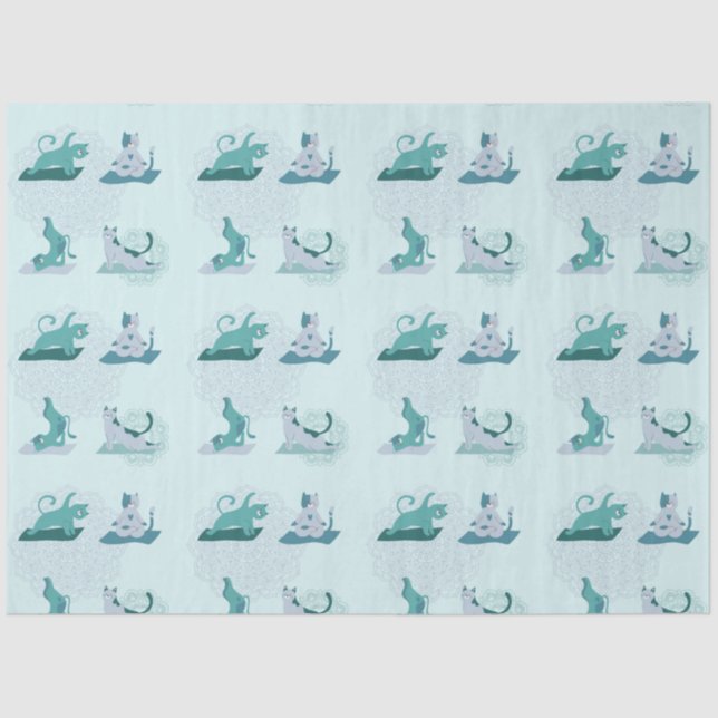 Papel De Seda Gatos de ioga verde (Frente )