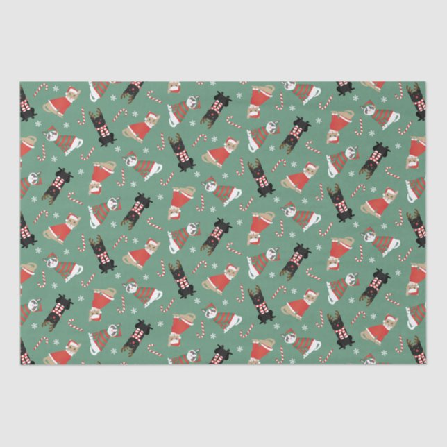 Papel De Seda Gatos de Natal (Frente )