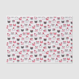 Papel De Seda Gatos De Natal Com Chapéus De Papai Noel