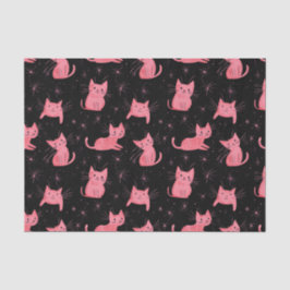 Papel De Seda Gatos de Natal Rosa em Preto