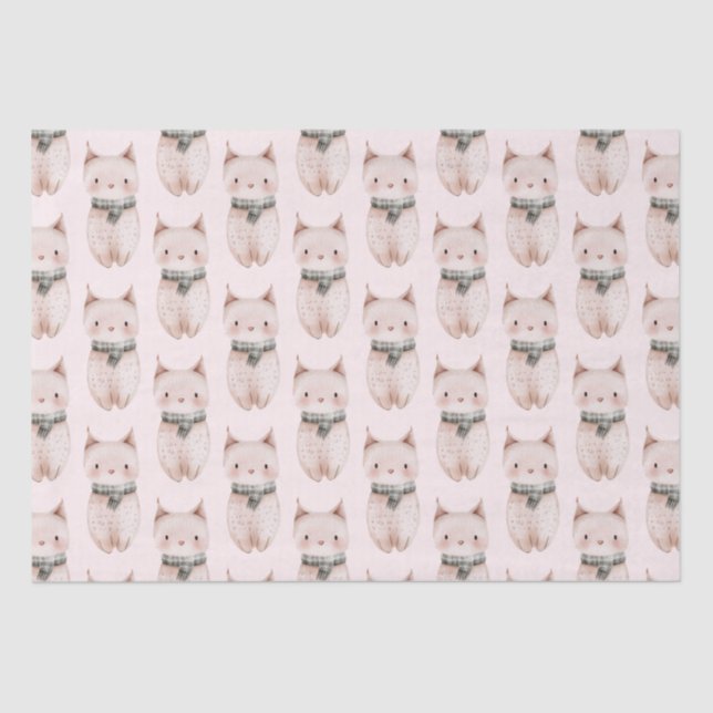 Papel De Seda Gatos de Natal Rosa-Rosa (Frente )