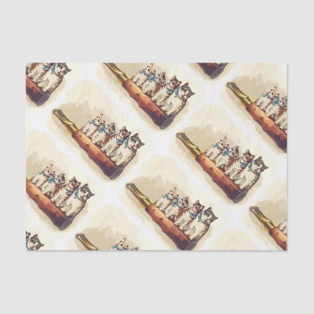 Papel De Seda Gatos do Natal do Victorian (Frente )