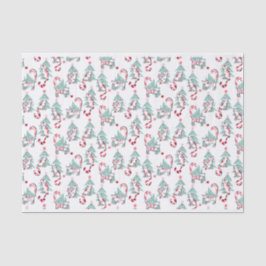 Papel De Seda Gatos Doces Peppermint e Árvores de Natal