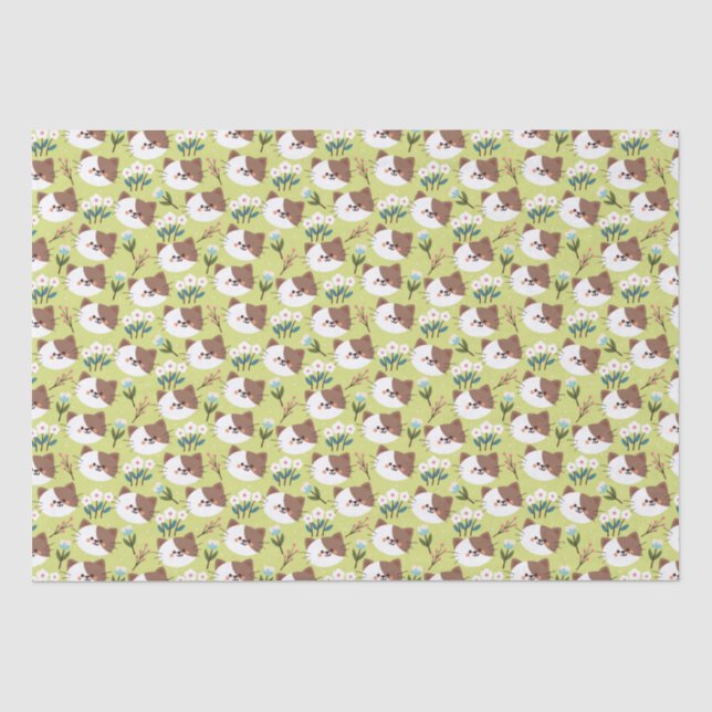 Papel De Seda Gatos e Flores (Frente )