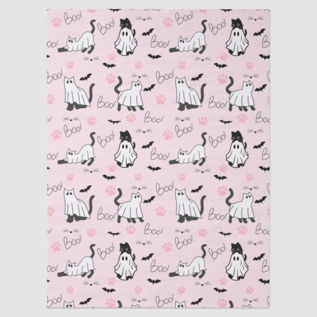Papel De Seda Gatos Fantasmas Fofos Halloween (Frente )
