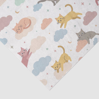 Papel De Seda Gatos Fofos nas Nuvens