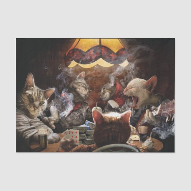 Papel De Seda Gatos jogando pôquer (Frente )
