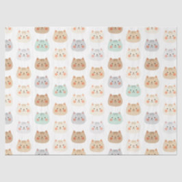 Papel De Seda Gatos Kawaii Fofos Ilustrações Desenhadas à Mão Pa