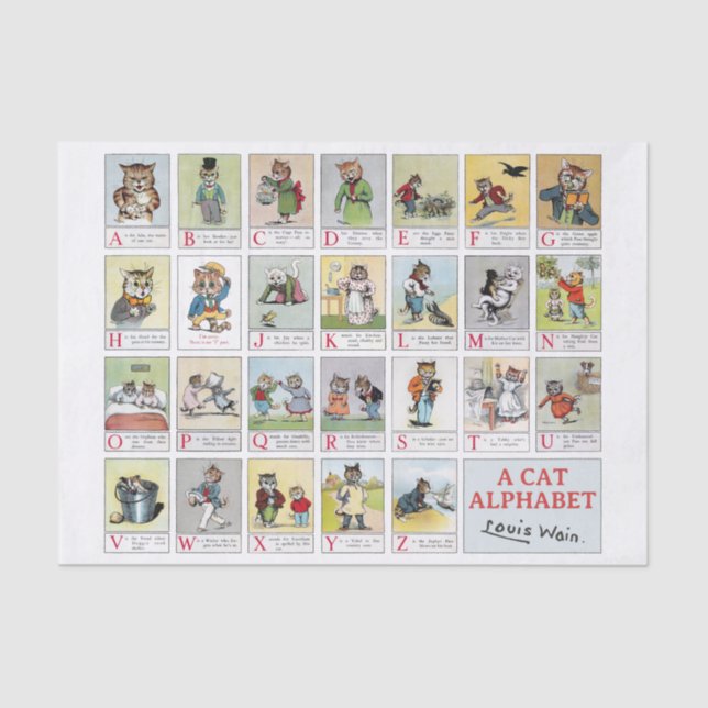 Papel De Seda Gatos, Louis Wain (Cor De Fundo Alterável) (Frente )