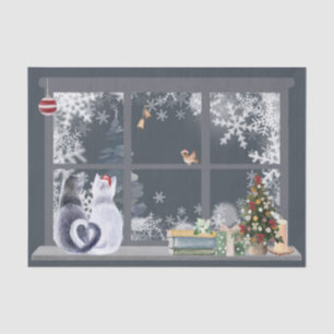 Papel De Seda Gatos na Janela de Natal