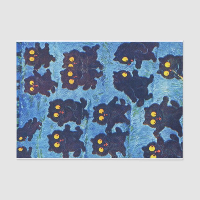 Papel De Seda Gatos Negros Dançando à Lua, Louis Wain (Frente )