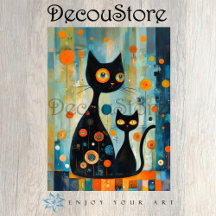 Gatos Pretos Abstratos Decoupage