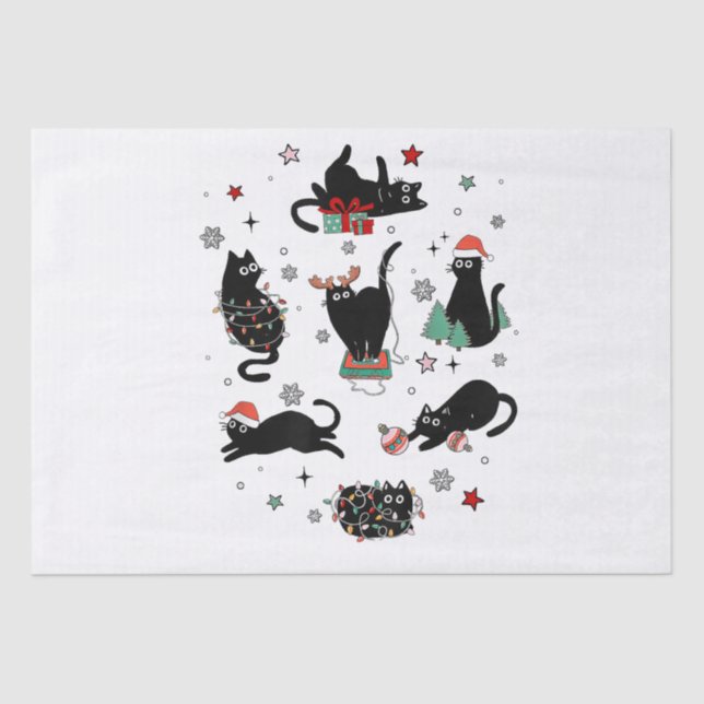 Papel De Seda Gatos Pretos de Natal (Frente )