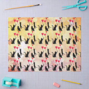 Papel De Seda Gatos Pretos E Balões