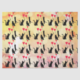 Papel De Seda Gatos Pretos E Balões