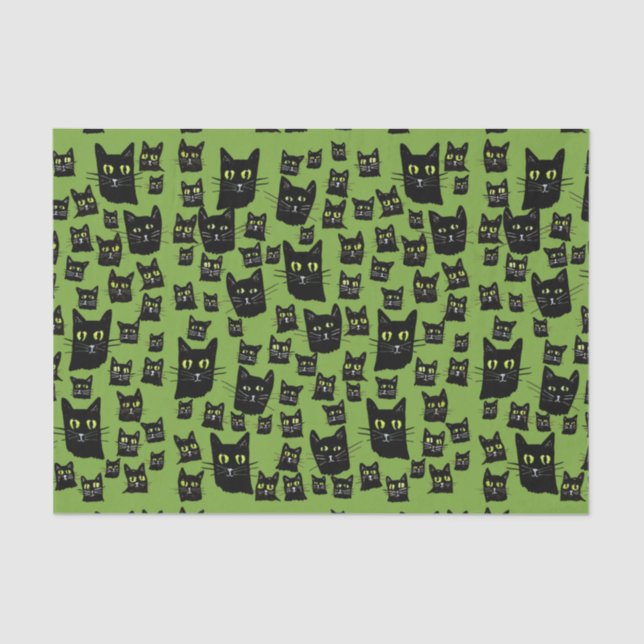 Papel De Seda Gatos Pretos Spooky (Frente )