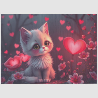 Papel de Seda Gatos Românticos Coloridos
