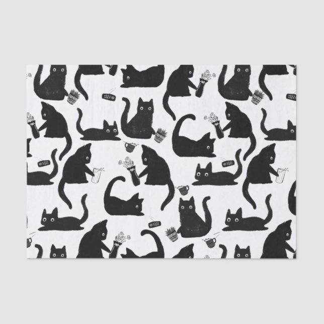 Papel De Seda Gatos Ruins A Trancar Coisas (Frente )