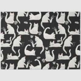 Papel De Seda Gatos ruins batendo as coisas, Gatos brancos em pr