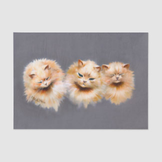 Papel De Seda Gatos Triplos Fofos Arte de Gatos Vintage Decoupag
