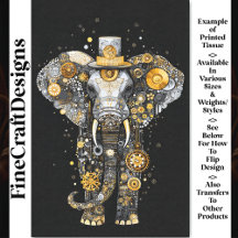 Gears Cogs Wheels Steampunk Elephant AT8 Decoupage