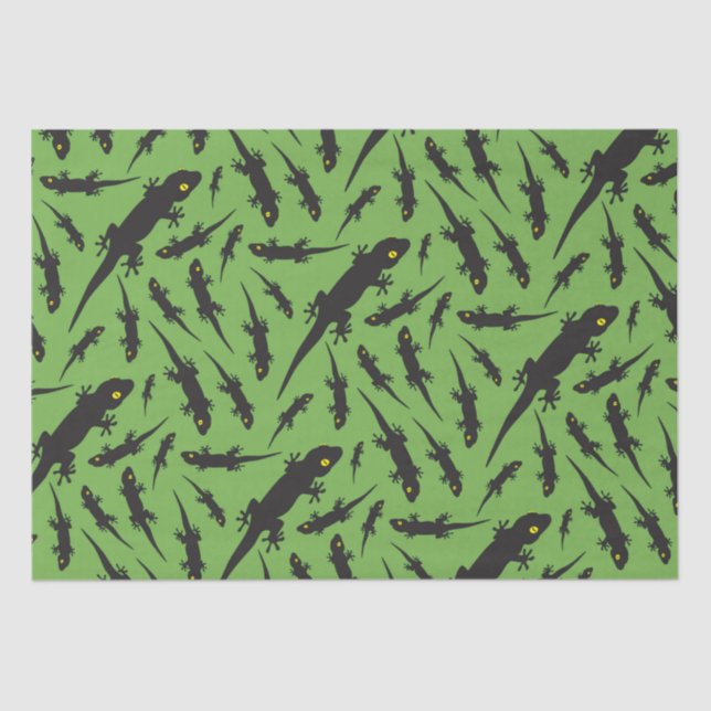 Papel De Seda Gecko Verde Brilhante com Lizard (Frente )