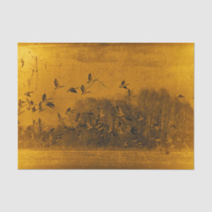 Papel De Seda Geese Vintage Antique Orange Yellow Texture Sunset