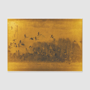 Papel De Seda Geese Vintage Antique Orange Yellow Texture Sunset