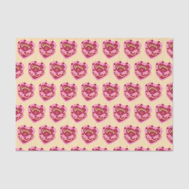 Papel De Seda Gemini Zodiac Coquette Heart Cake (Frente )
