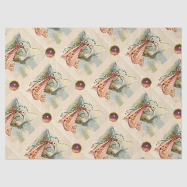 PAPEL DE SEDA GEMSTONES DE TINTA DE CHÁ DE FRALDAS DE GAROTA (Frente )