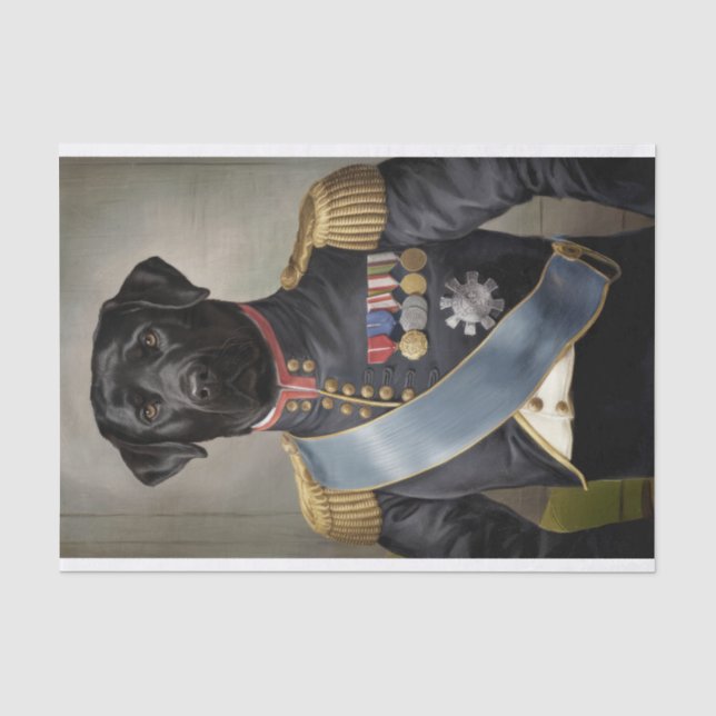 Papel De Seda General Murphy, Labrador Preto em Uniforme Militar (Frente )