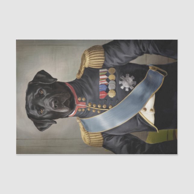 Papel De Seda General Murphy, Labrador preto em uniforme militar (Frente )