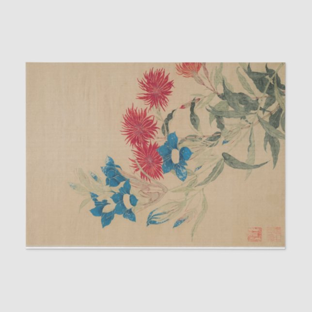 Papel De Seda Gentiana e Red Lychnis por Mães Yuanyu (Frente )