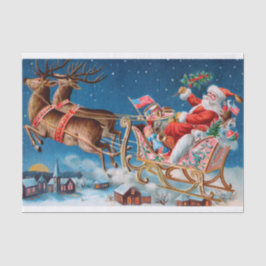 Papel De Seda Genuíno (não IA) Antigo, Trenó de Papai Noel Vitor