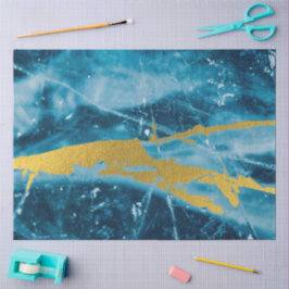 Papel De Seda Geode Agate Gemstone Blue e Dourado