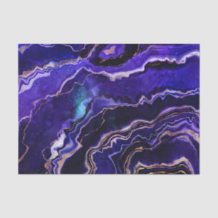 Papel De Seda Geodo de Aquarela Azul Profundo Rosa Roxo Agato Do