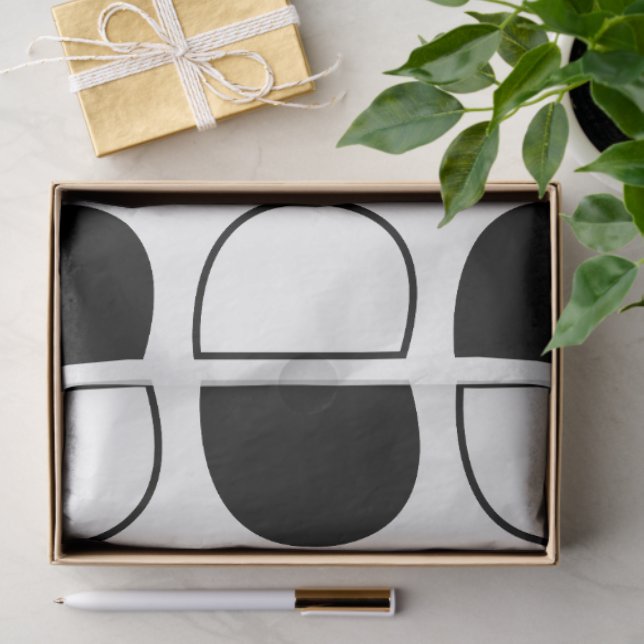 Papel De Seda Geometric Black and White Half Circle (Presente)
