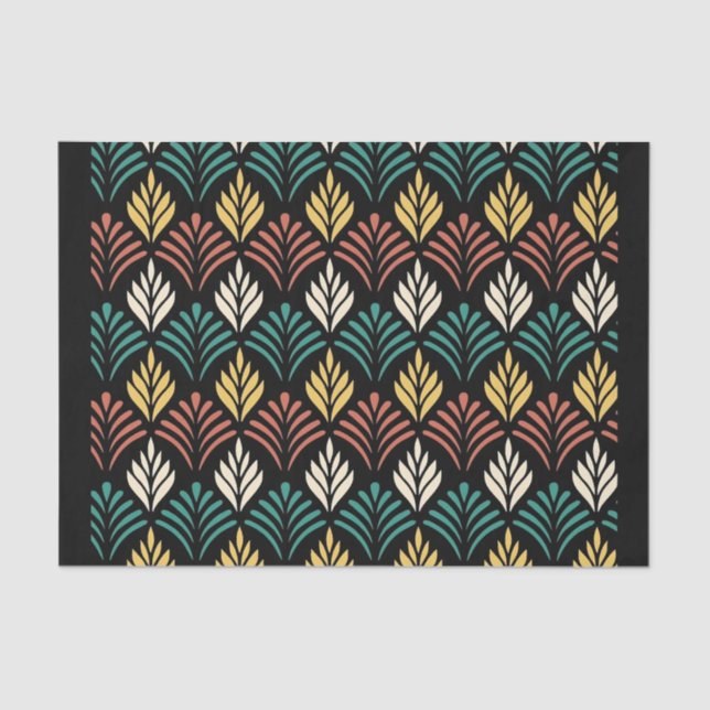 Papel De Seda Geometric Leaf Pattern, Geometric Leaves Pattern,  (Frente )