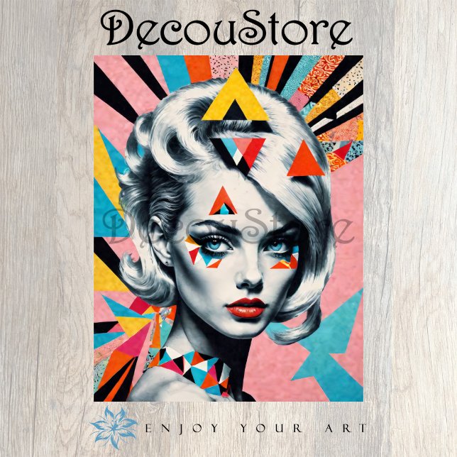 Papel De Seda Geometric Muse – Modern Pop Art Woman Decoupage (Criador carregado)