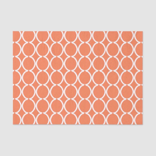 Papel De Seda Geometric Ogee Lattice Coral (Frente )