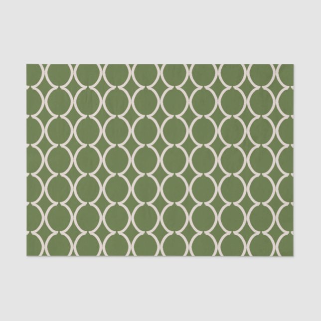 Papel De Seda Geometric Ogee Lattice Olive Green (Frente )