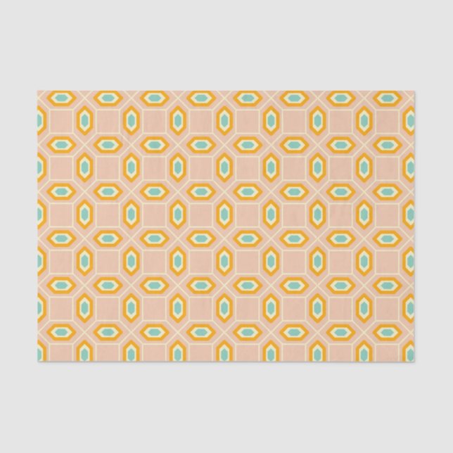 Papel De Seda Geometric pattern in blue and orange diamond shape (Frente )